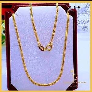 18K Real Gold curb Chain 18”